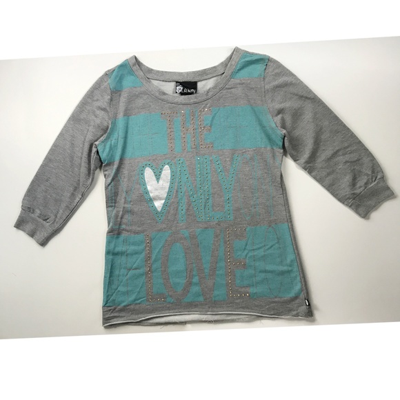L.A. Kitty Pullover Sweatshirt Gray & Light Blue - Picture 1 of 8